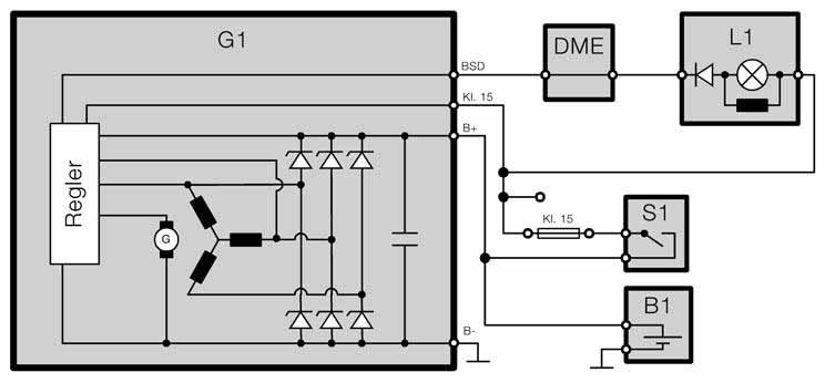 Схема соединений генератора на 90А в моторе БМВ Н42