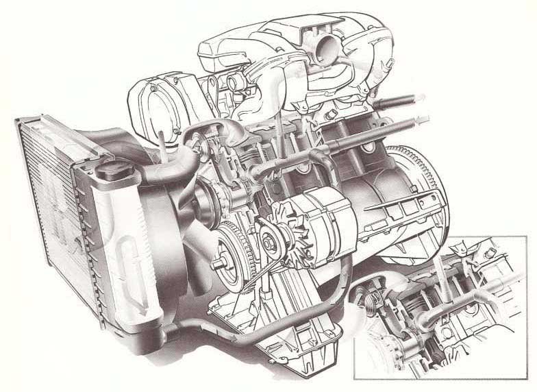 Циркуляция охлаждения в двигателе M40