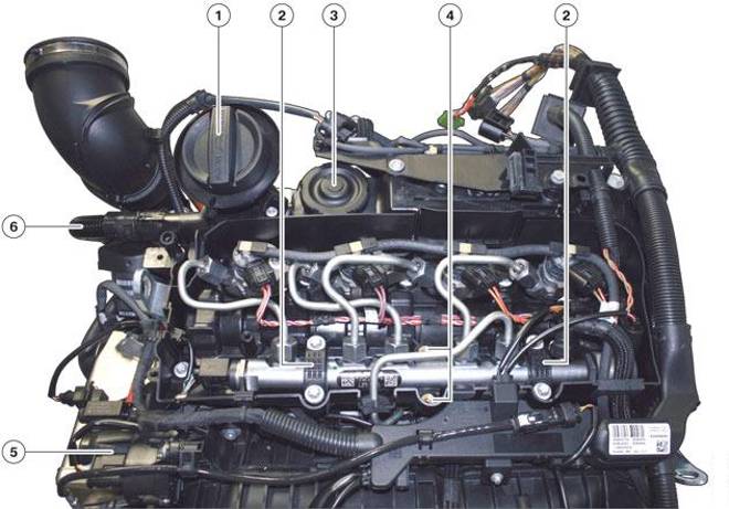 Двигатель N47TU - вид сверху